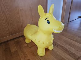 Hüpf-Esel Gummi gelb Spielzeug gebraucht guter Zustand