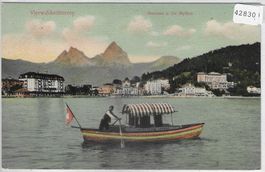 Brunnen u. die Mythen - Ruderboot - coloriert