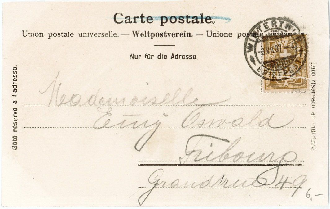 Cartoline postali: ZH 144 WINTERTHUR Reformierte Kirche 1907 – Usato da Fribourg venduto da philafri 1