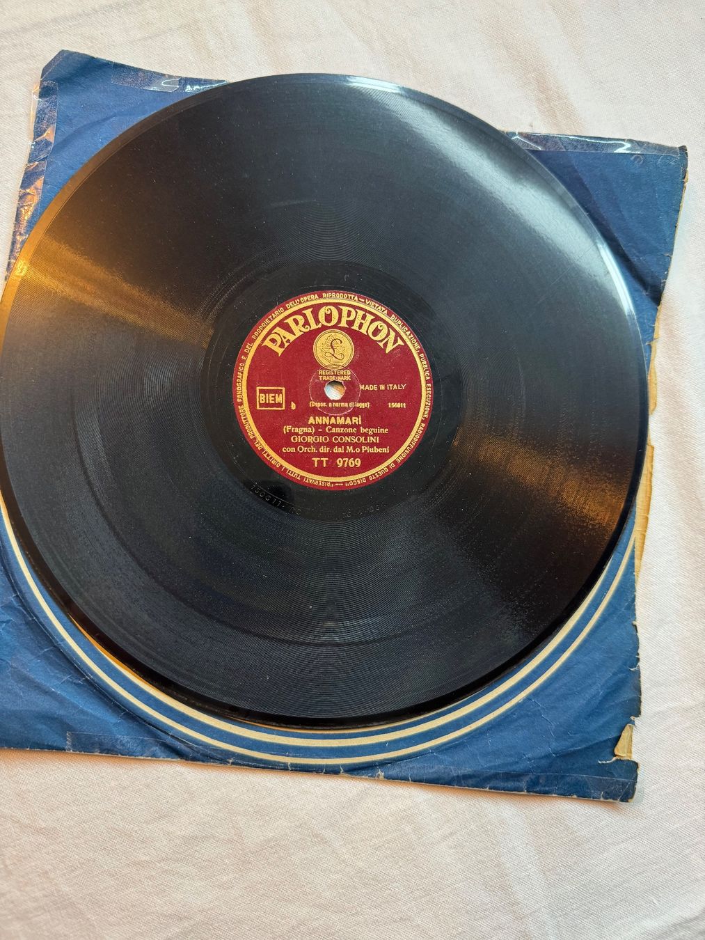 Dischi in vinile: Disque Shellac 78 tr Parlophon Annamari - Giorgio Consolini – Usato da la Chaux-de-Fonds venduto da Lampe