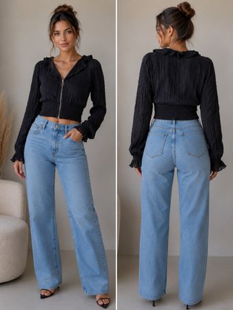 ZARA Crop-Top schwarz Grösse S mit Reissverschluss