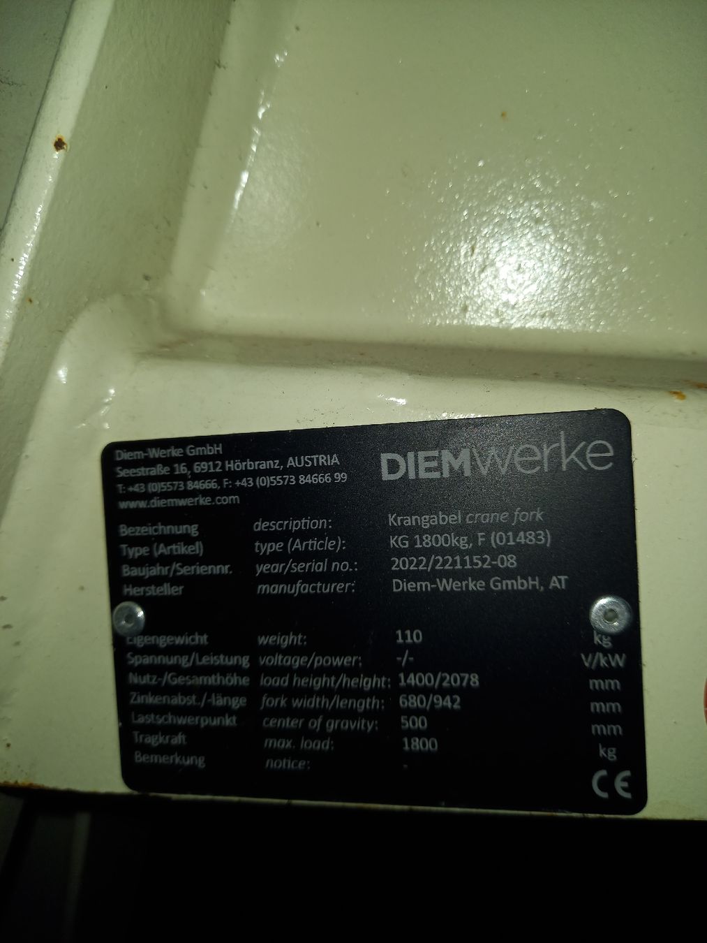 Gru: Palettengabel 1800Kg – Usato da Oberdorf SO venduto da miso33 3
