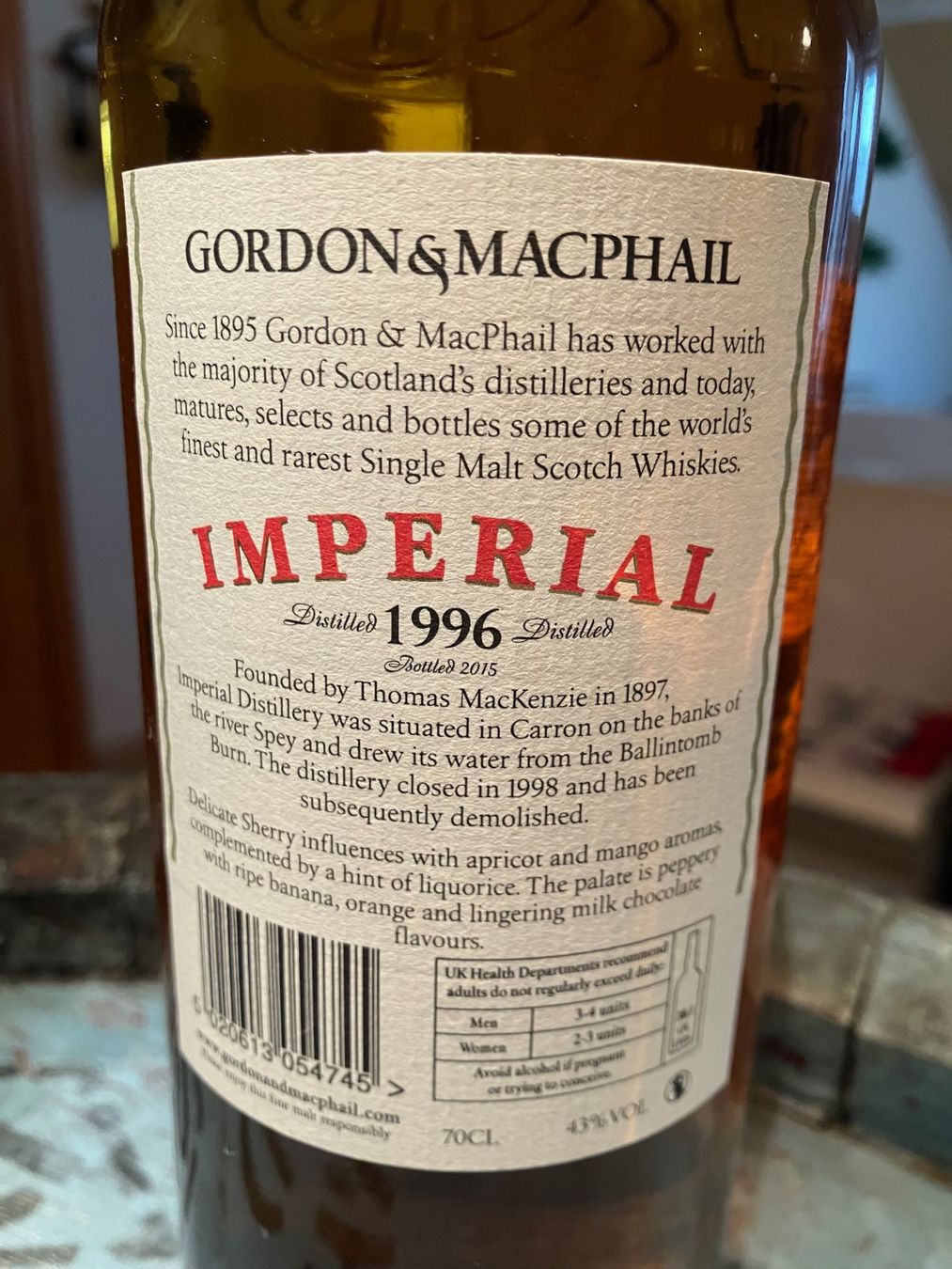 Bevande alcoliche: Imperial 1996 15 Years Gordon &Macphail – Nuovo e nell'imballaggio originale da Aarwangen venduto da concorde58 4
