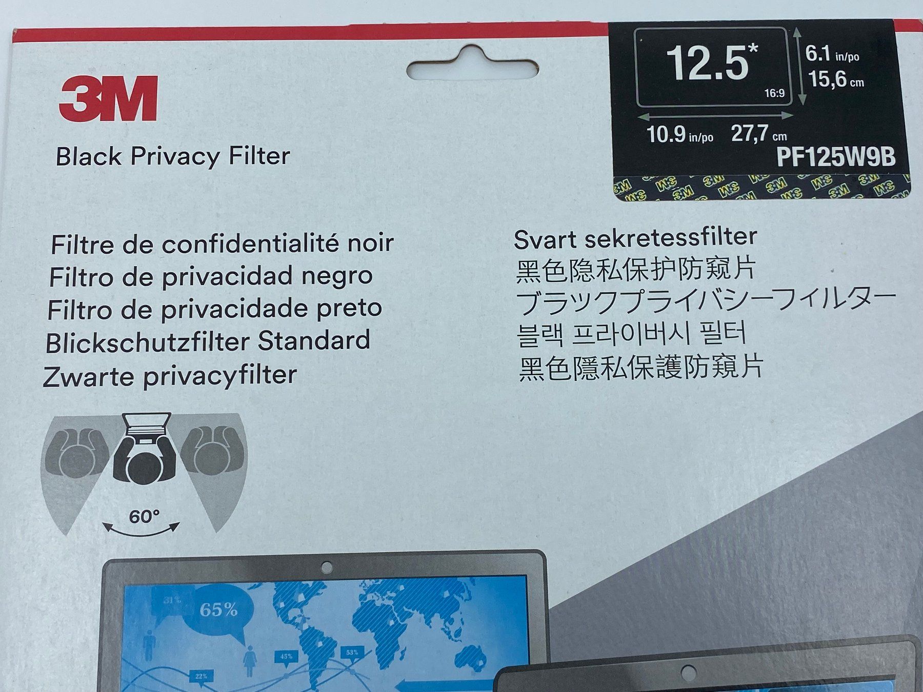 PCs: 3M Black Privacy Filter 12.5 " PF125W9B - NEU – Neu und originalverpackt aus Langwiesen von Restposten-24 1