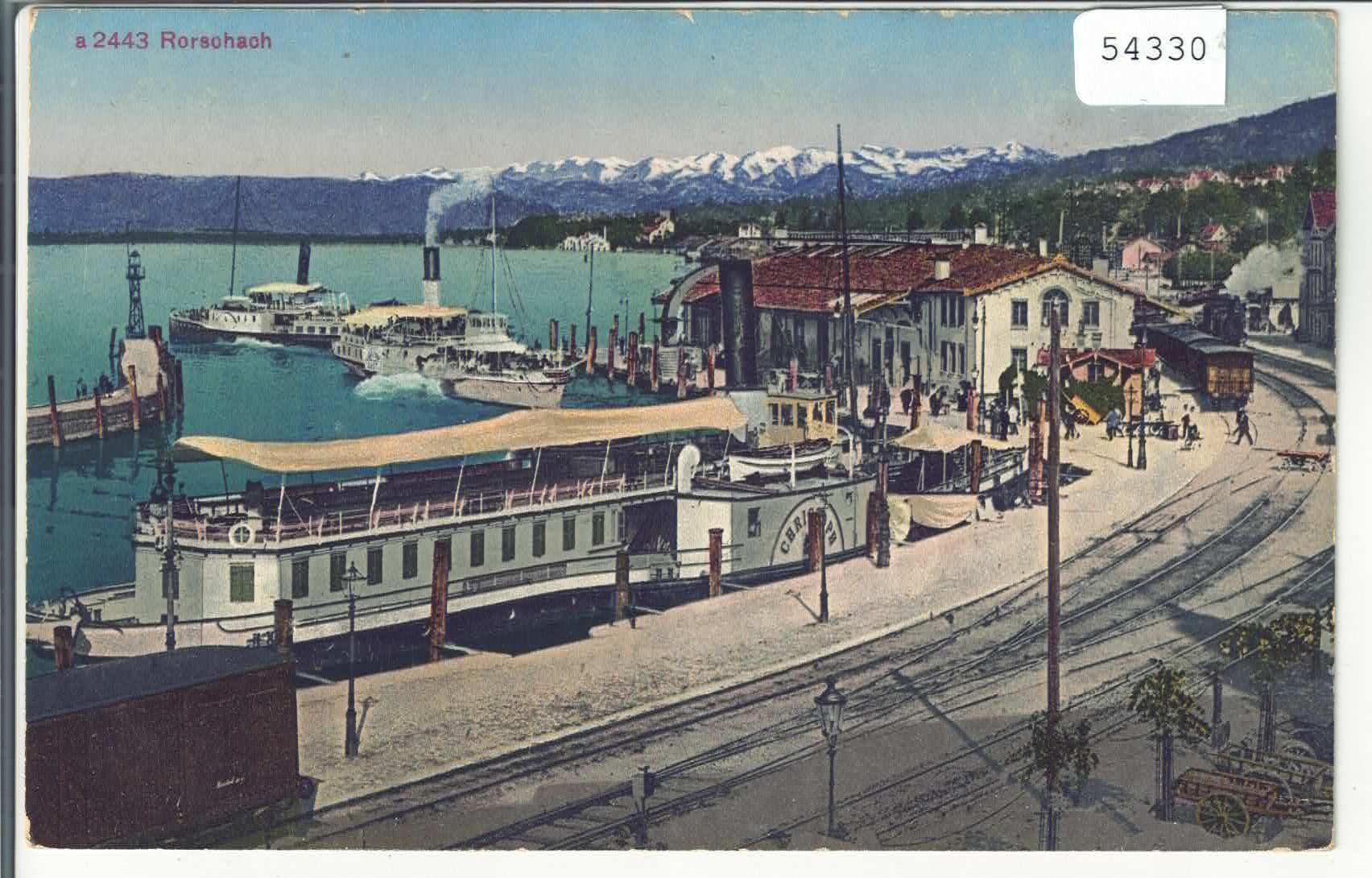 Cartes postales: Rorschach - Hafen mit Schiff und Bahn - Litho – D'occasion à Ettingen par Kartenplanet