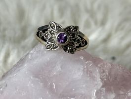 Vintage Silberring 925 mit lila Stein