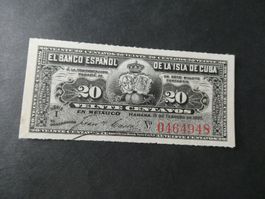 Cuba 1897, 20 Centavos - ungefaltet