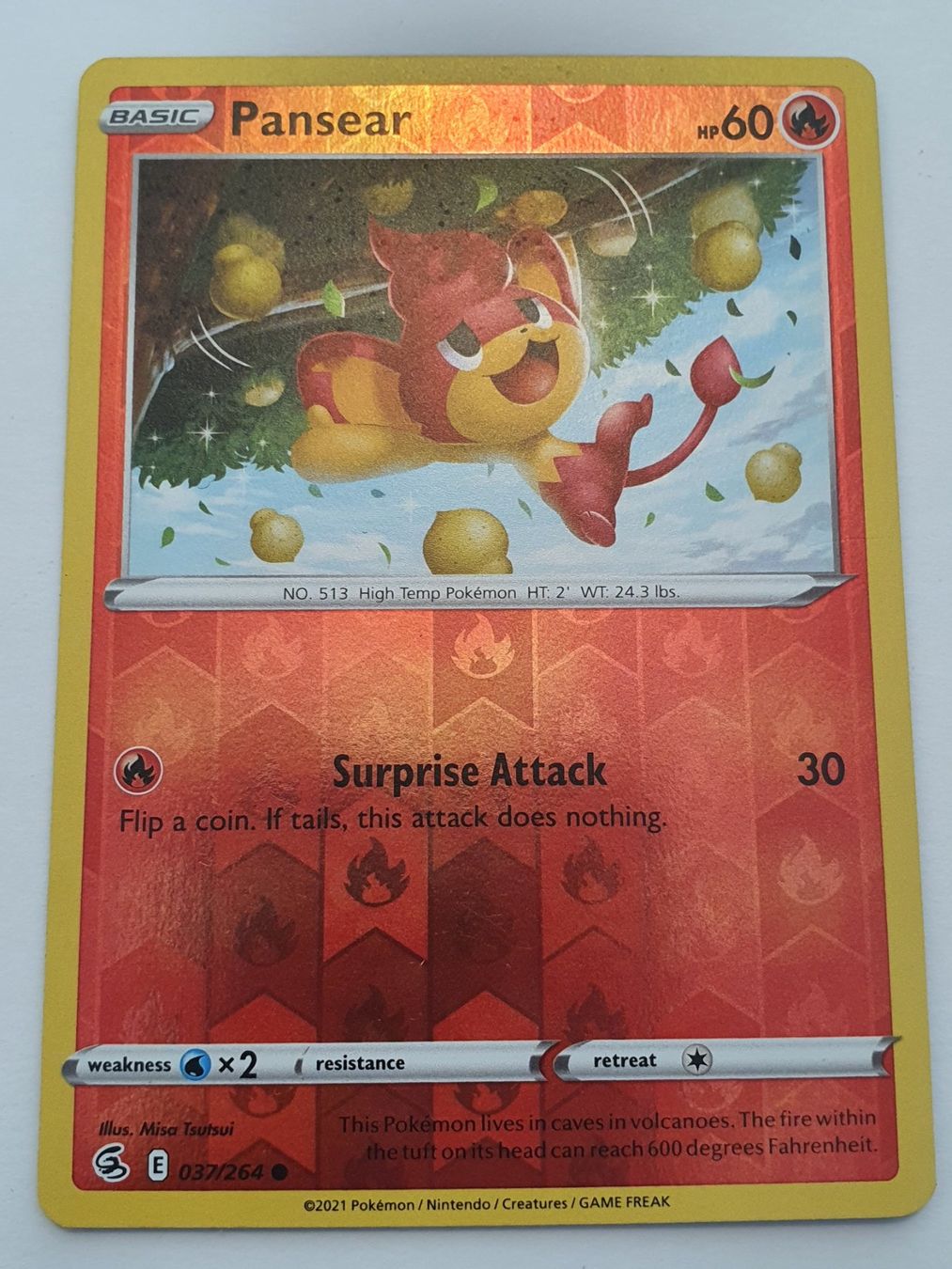 Pokémon Carte collezionabili: Pansear / 2021 Pokémon / Reverse Holo – Usato da Oberdorf BL venduto da BaldenEagle