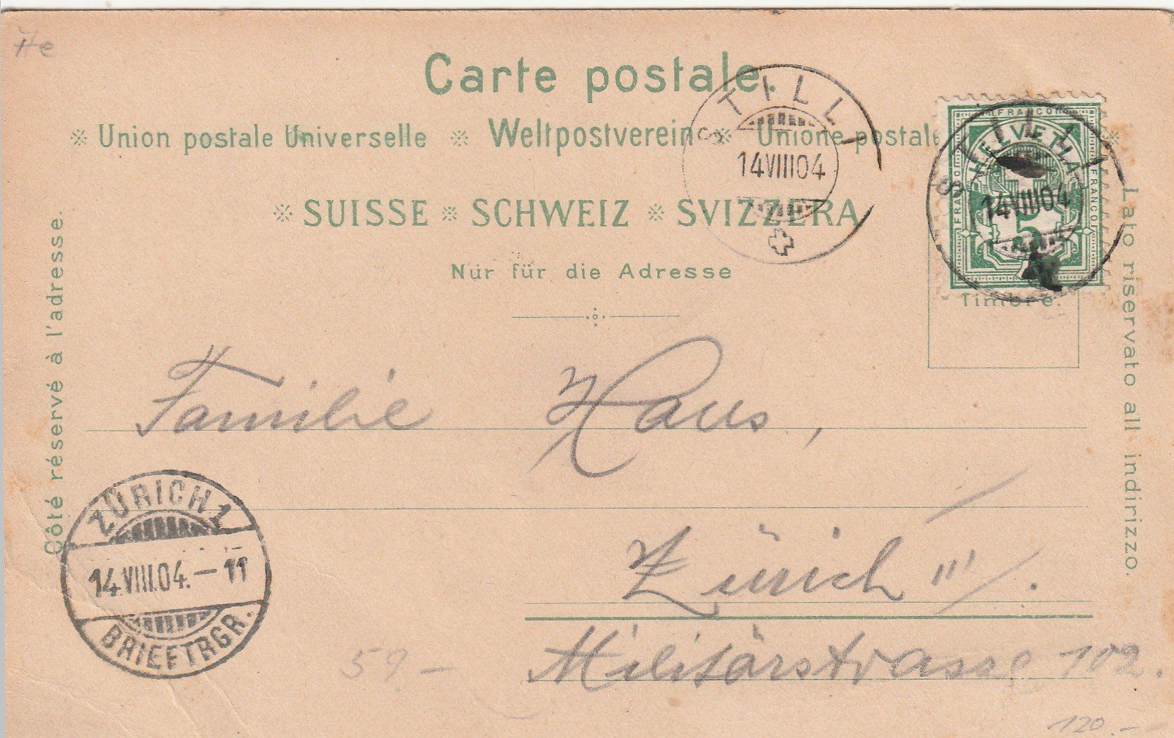 Cartoline postali: Wyl-Litho-1904 – Usato da uttwil venduto da Koehlerfred 1