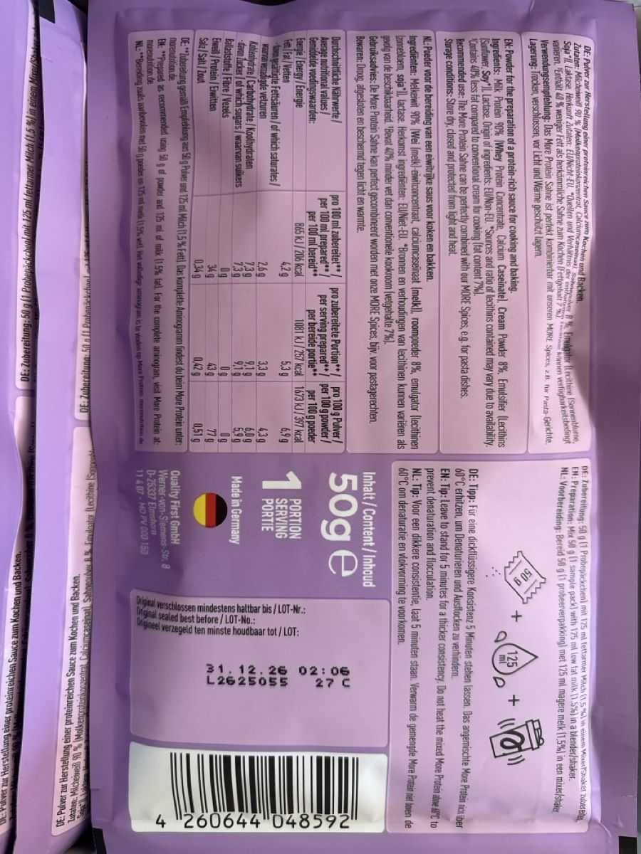 More Nutrition Lebensmittel & Spezialitäten: More Protein Sahne – Neu (gemäss Beschreibung) aus Spiez von maene11 3