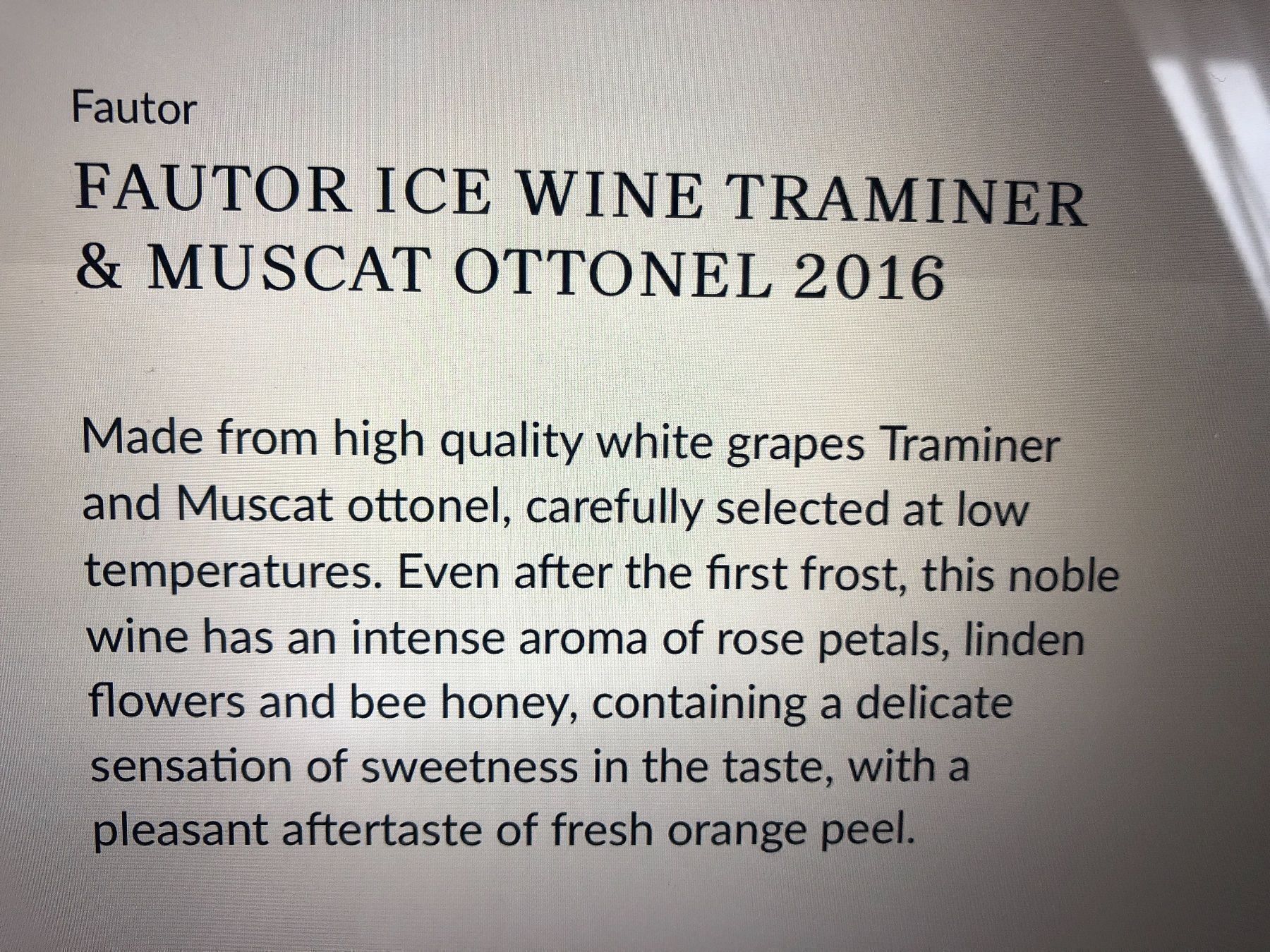 Wein: FAUTOR Eiswein Traminer&Muscat Ottonel – Neu und originalverpackt aus Wald ZH von mlnt 7