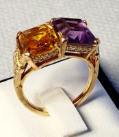 Gold Ring Amethyst Citrin Diamant Grösse 54 Neu