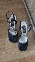Elegante schwarze Sandaletten mit Absatz, Gr. 38