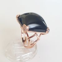 Silber  Ring mit ein schmuckstein und Zirkonia, Gr 17,7