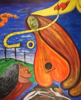 Grosses surreales Gemälde: The saxophone