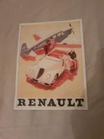 Renault Roadster mit Flugzeug Blechschild