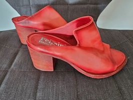 Sandales "Felmini" en Cuir Rouge, à Talons Carrés