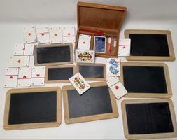 Vintage Jass Konvolut – Jasstafeln, Karten & Holzbox
