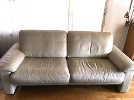 Ledersofa 3-Sitzer beige