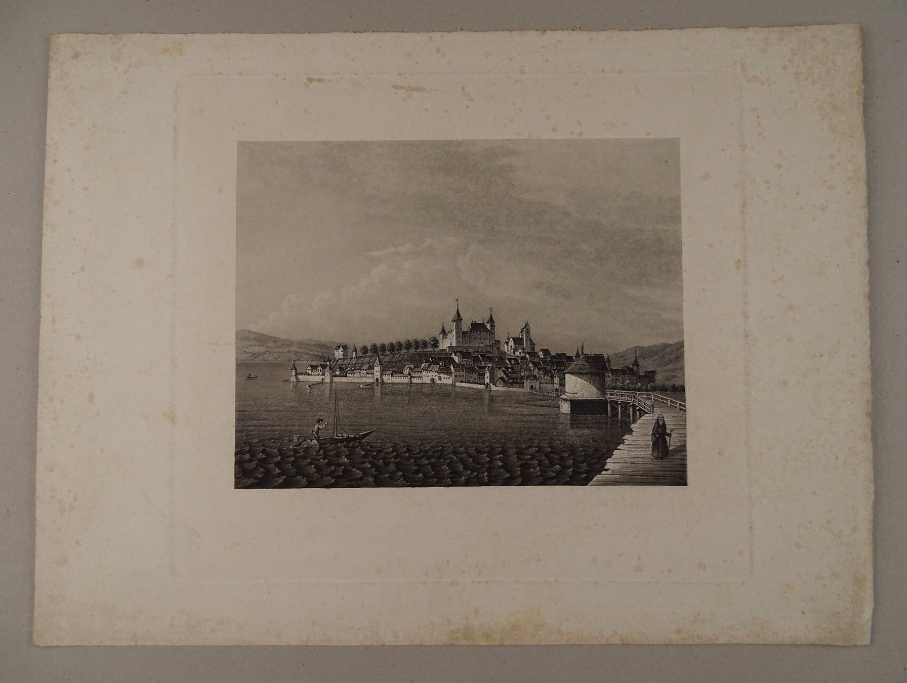 Incisioni: RAPPERSWIL, AQUATINTA 1867 – Usato da Grüningen venduto da Kartensammler