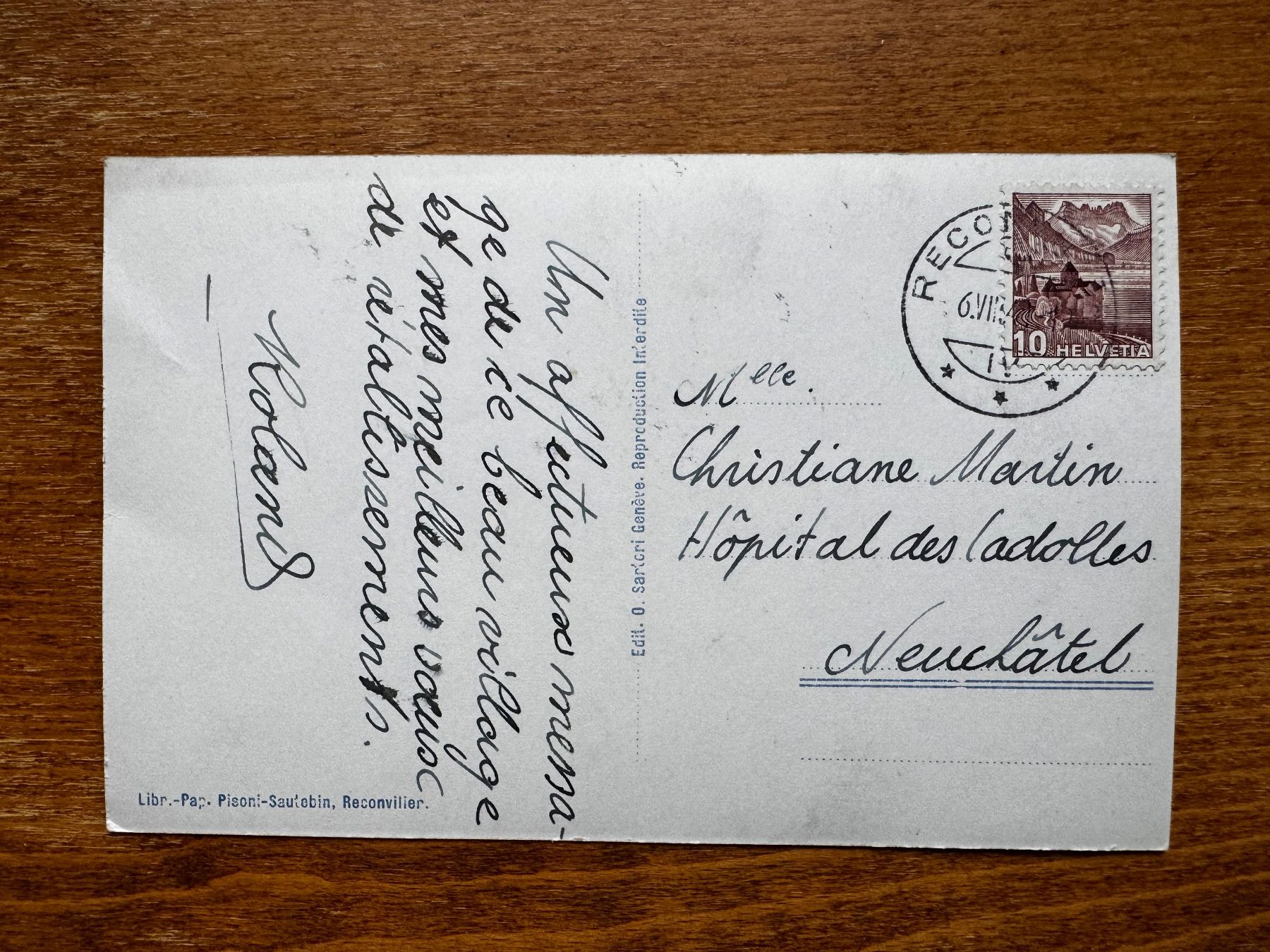 Ansichtskarten: Alte Ansichtskarte von Reconvilier, gelaufen 1949 – Gebraucht aus Vellerat von joromaur 1