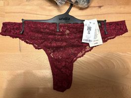 UNDIZ String Tanga aus Spitze, Bordeuxrot, Gr. S, Neu!
