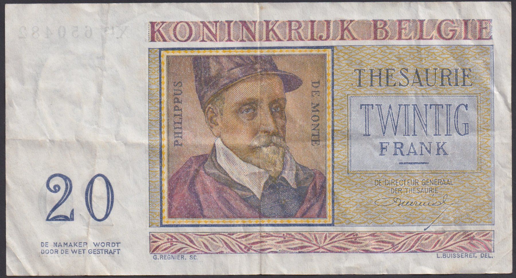 Banknoten: Belgien 20 Francs 1956 – Gebraucht aus Brugg AG von banknoten_muesli 1