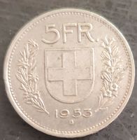 Schweizer 5 Franken Münze Jahrgang 1953