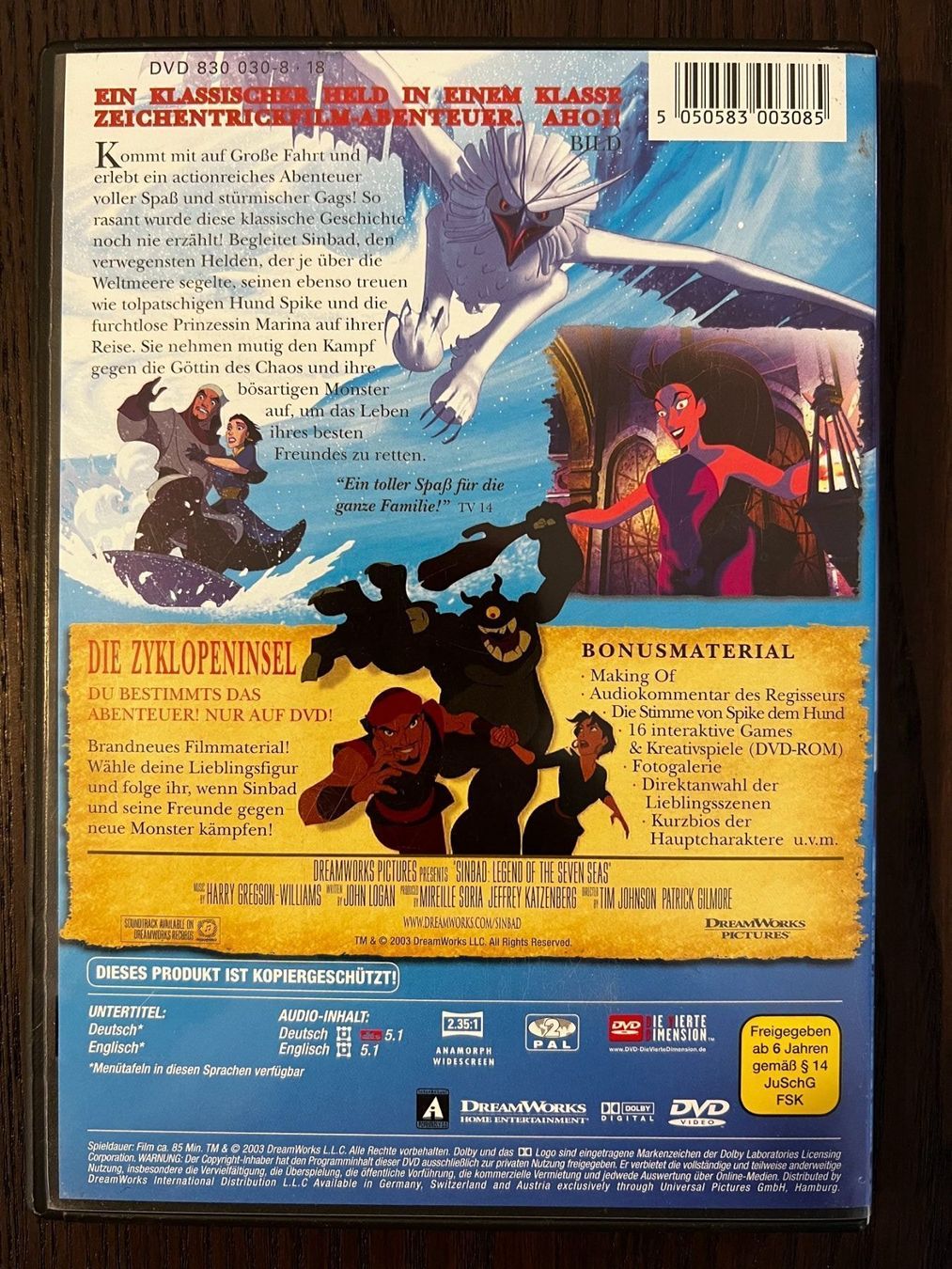 Tutti i DVDs: Sinbad: Der Herr der sieben Meere – Usato da Zürich venduto da FilmFreunde 1