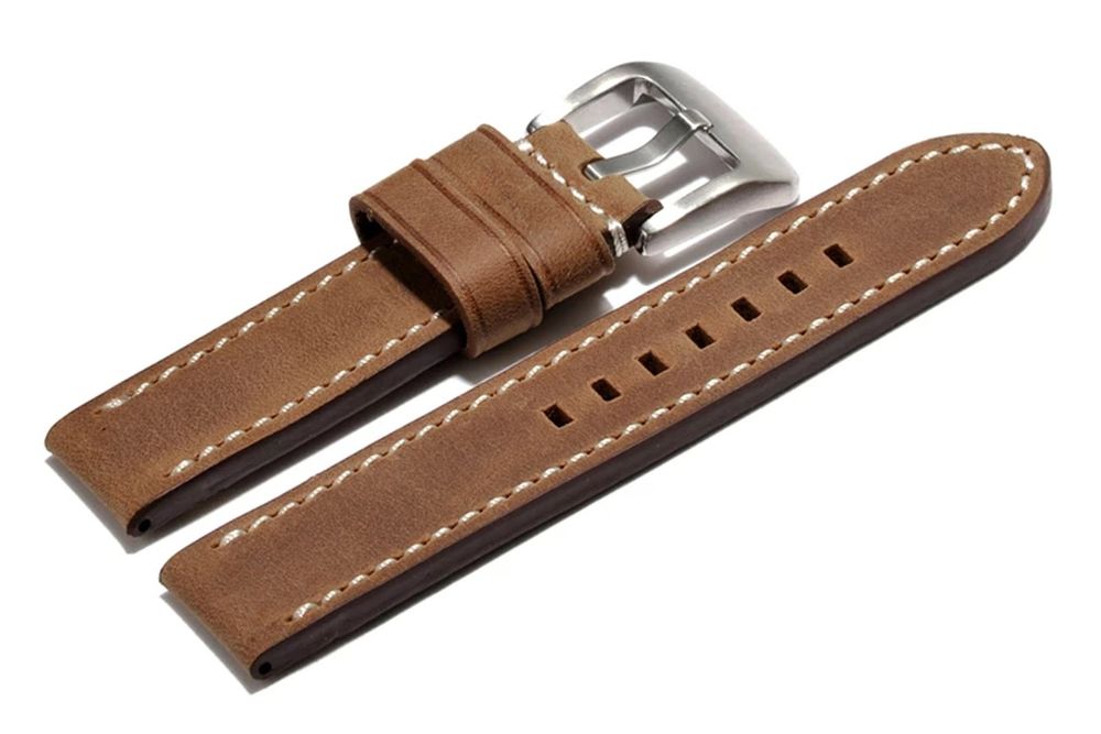 Bracciali & Braccialetti: Uhrenarmband extra stark Leder Vintage 24mm hellbraun – Nuovo e nell'imballaggio originale da Wittenbach venduto da uhrenzubehoer24