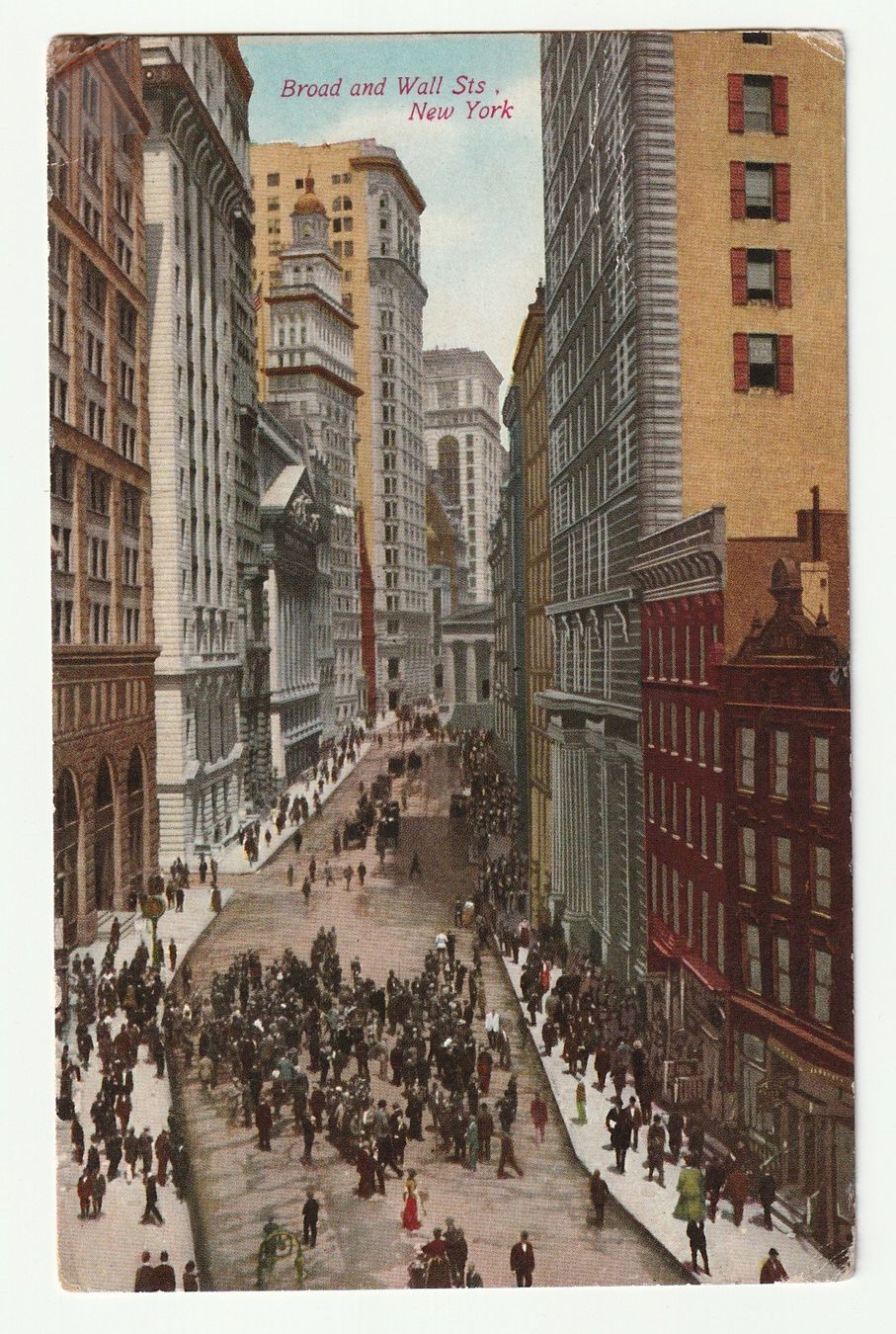 Ansichtskarten: Ansichtskarte Broad & Wall Sts New York 14.09.1910 – Gebraucht aus St. Gallen von Ricardo_Deals