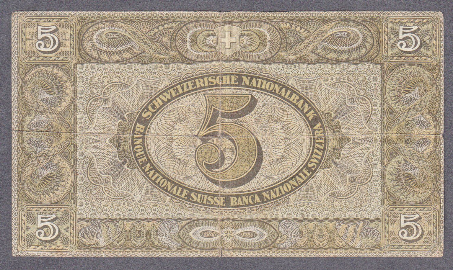 Banconote: 5 Franken Banknote Wilhelm Tell 1951 – Usato da Gossau SG venduto da Gallus00 1
