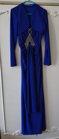 Royal Blue Abendkleid + Jacke, Perlen, Gr. 36-38, Wie neu