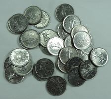 33 Stück Frankreich 5 Francs, Münzen Konvolut