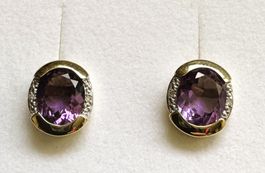 Ohrstecker 14Karat Gelbgold mit Amethyst und Brillanten