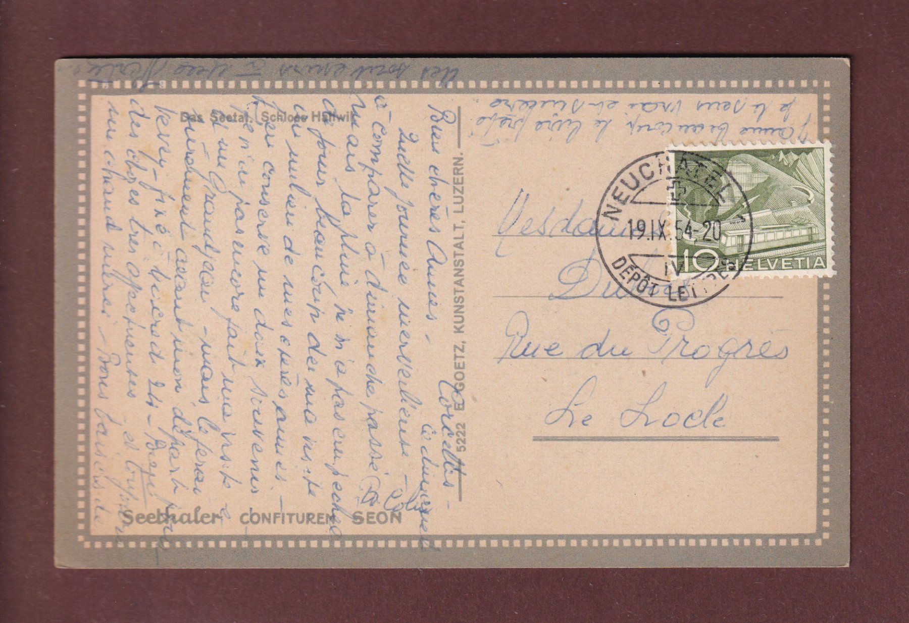 Cartoline postali: SCHLOSS HALLWIL – Usato da Pully venduto da nicecards 1
