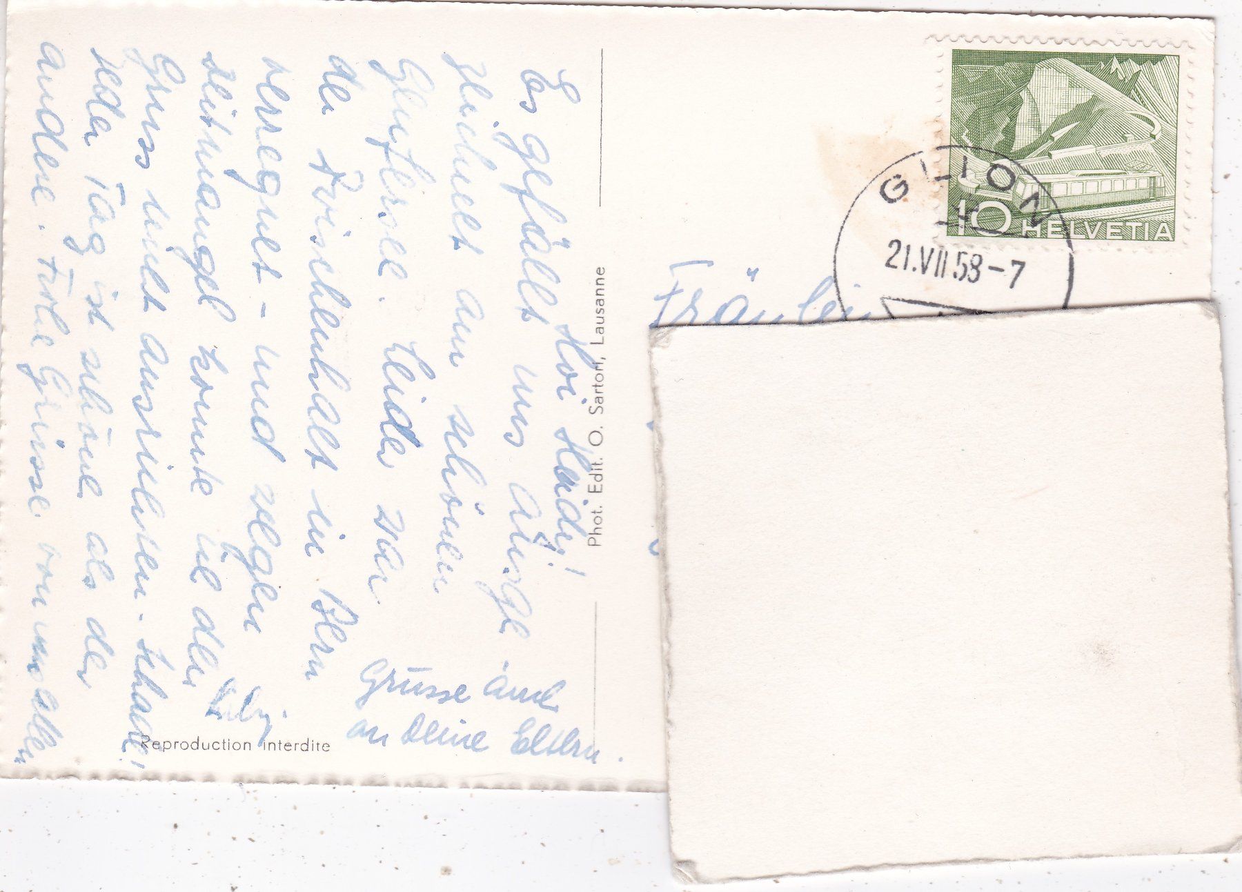 Cartoline postali: Glion 1958 – Usato da Herisau venduto da Lisegrat2008 1