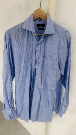 Van Craaf Hemd, Gr. 38, hellblau gestreift, Vollzwirn 👔
