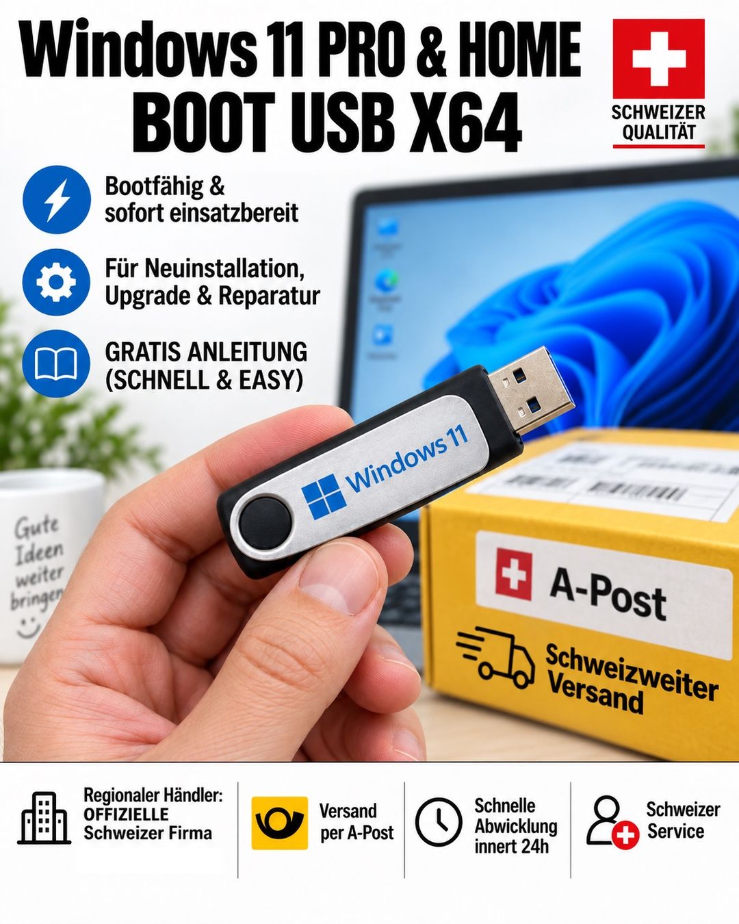 Microsoft Software: Windows Bootstick (USB) – Nuovo e nell'imballaggio originale da Emmenbrücke venduto da WorldofTech