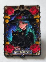 Pin: Tarot "The Witch" ca. 3.5 cm / Bunt mit Katze!