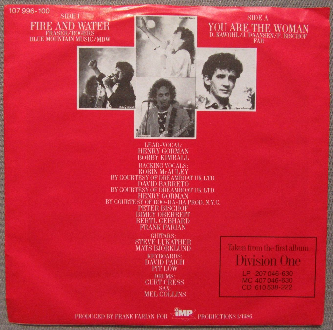 Dischi in vinile: Far Corporation - Fire And Water - Single 1986 – Usato da Auenstein venduto da Padabimbim 1