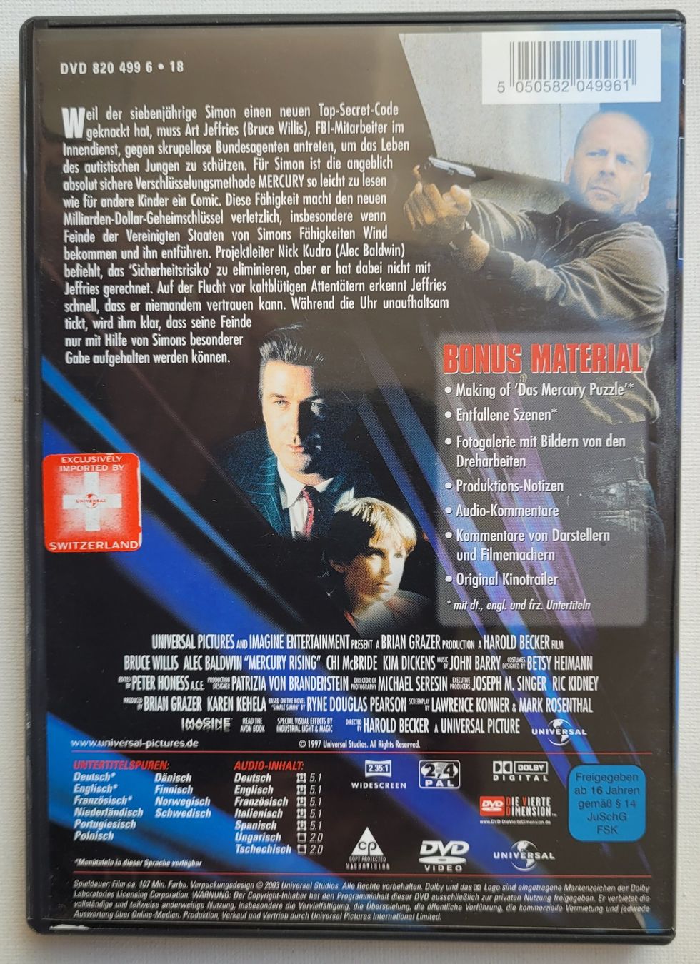 Tutti i DVDs: DAS MERCURY PUZZLE / MERCURY RISING – Usato da Neftenbach venduto da Mador6 2