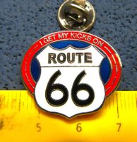 ROUTE 66 OLDI LOGO SCHMUCK-PIN ENAMEL SILBRIG VINTAGE
