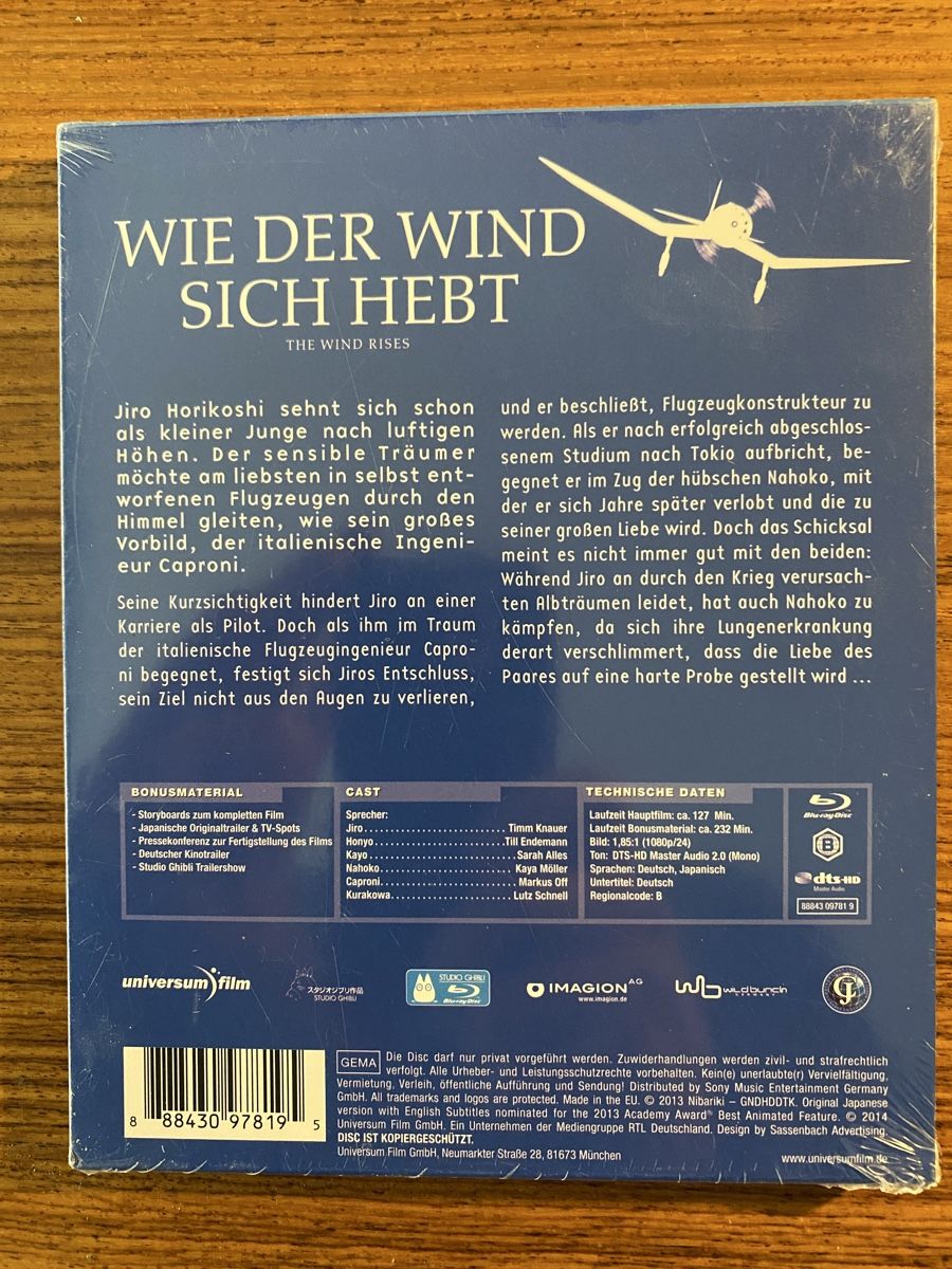 Tutti i DVDs: Wie der Wind sich hebt - Studio Ghibli Blu-ray – Nuovo e nell'imballaggio originale da Rüschlikon venduto da Granulat204 1