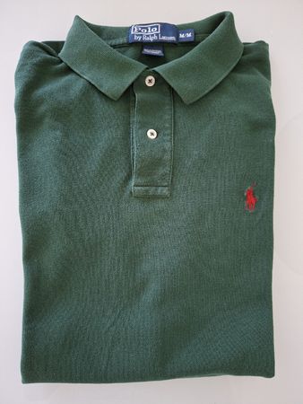 Polo en maille verte avec col classique, M