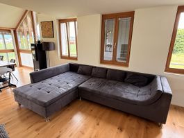 Graues Mikrofaser Ecksofa, Top Zustand und sehr gepflegt