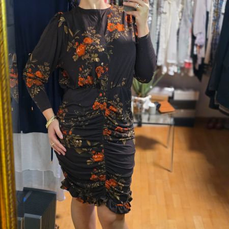 Elegantes gerafftes Kleid mit Blumenmuster L/XL
