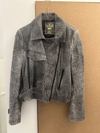 Diesel Lederjacke grau meliert
