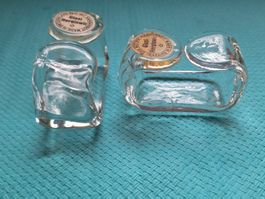 2 Vintage Hergiswiler Glas Serviettenhalter
