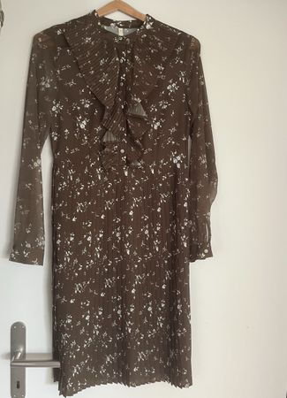 Yargici Dress, olive green with flowers, Size 34, Long Sleve